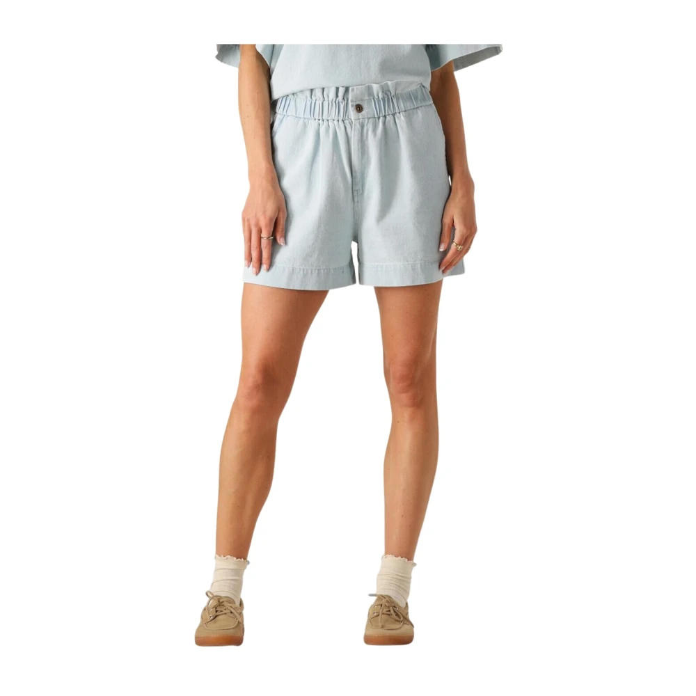 By-Bar Bleached Denim Shorts Blue Dames