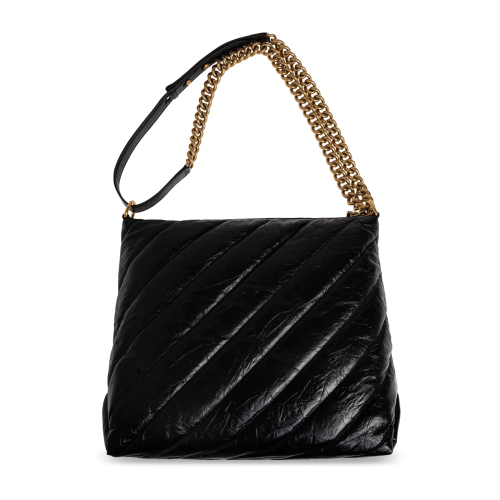 Balenciaga Crush Medium Hobo Tas Black Dames