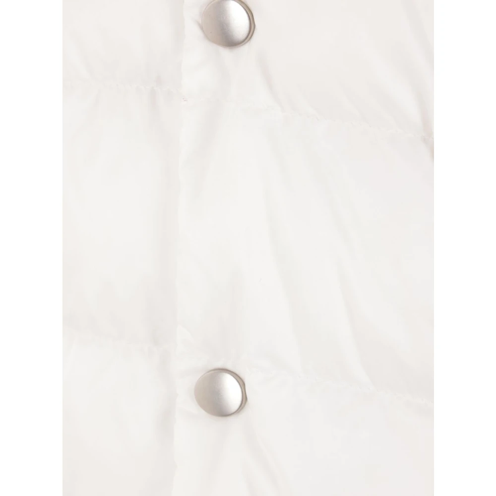 Moncler Witte Nylon V-hals Jas met Afneembare Capuchon White Heren