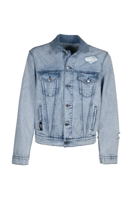 Destroyed Denim Jacket Marble Effect