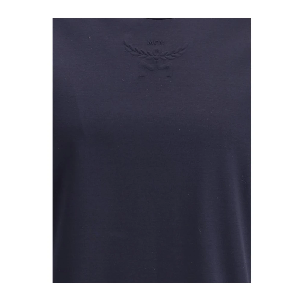 MCM Gestreepte Crew Neck Katoenen T-Shirt Blue Heren