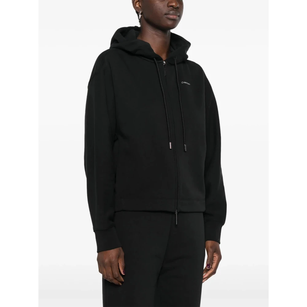 Calvin Klein Zwarte Nano Logo Zip Hoodie Black Dames