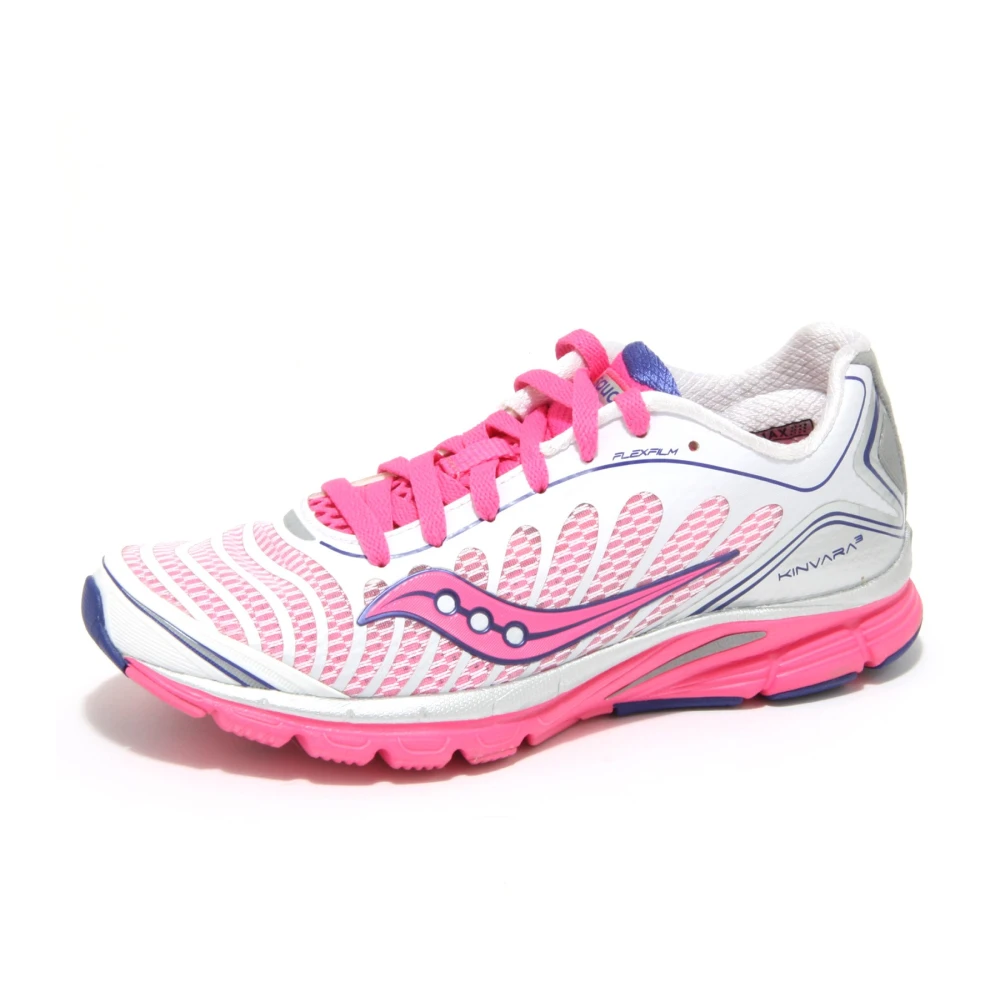 Saucony Blauwe en witte hardloopschoenen Dames Schoenen Roze