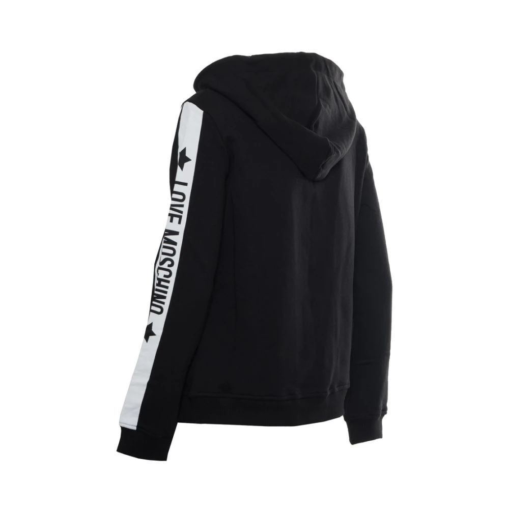 Moschino Katoenen Zip-Up Hoodie met Logo Black Dames