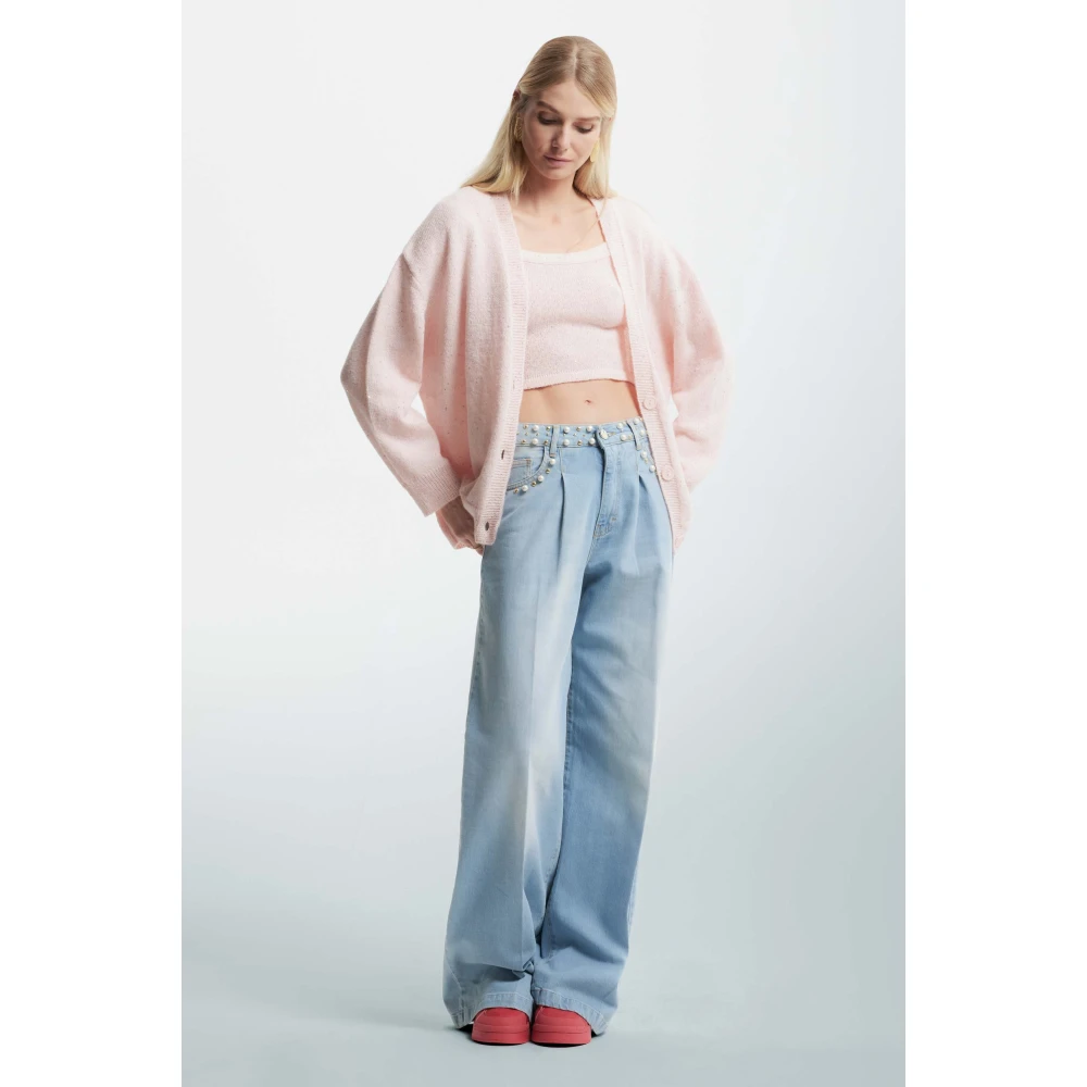 Kocca Zachte wollen blend cardigan met gestippelde details Pink Dames
