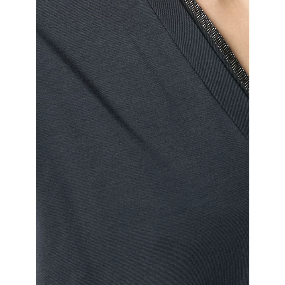 BRUNELLO CUCINELLI Blauwe V-hals katoenen trui Blue Dames