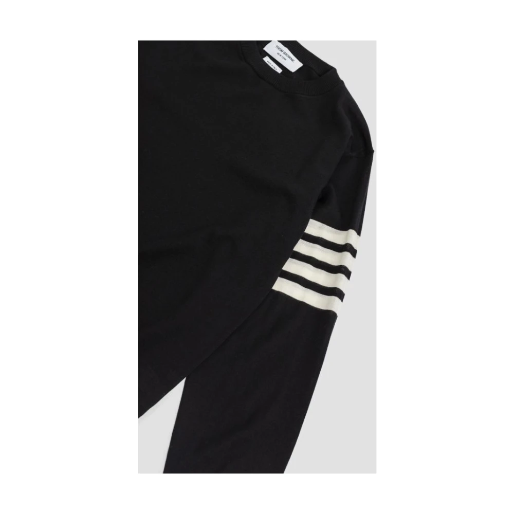 Thom Browne Zwarte wollen trui met driekleurig detail Black Heren