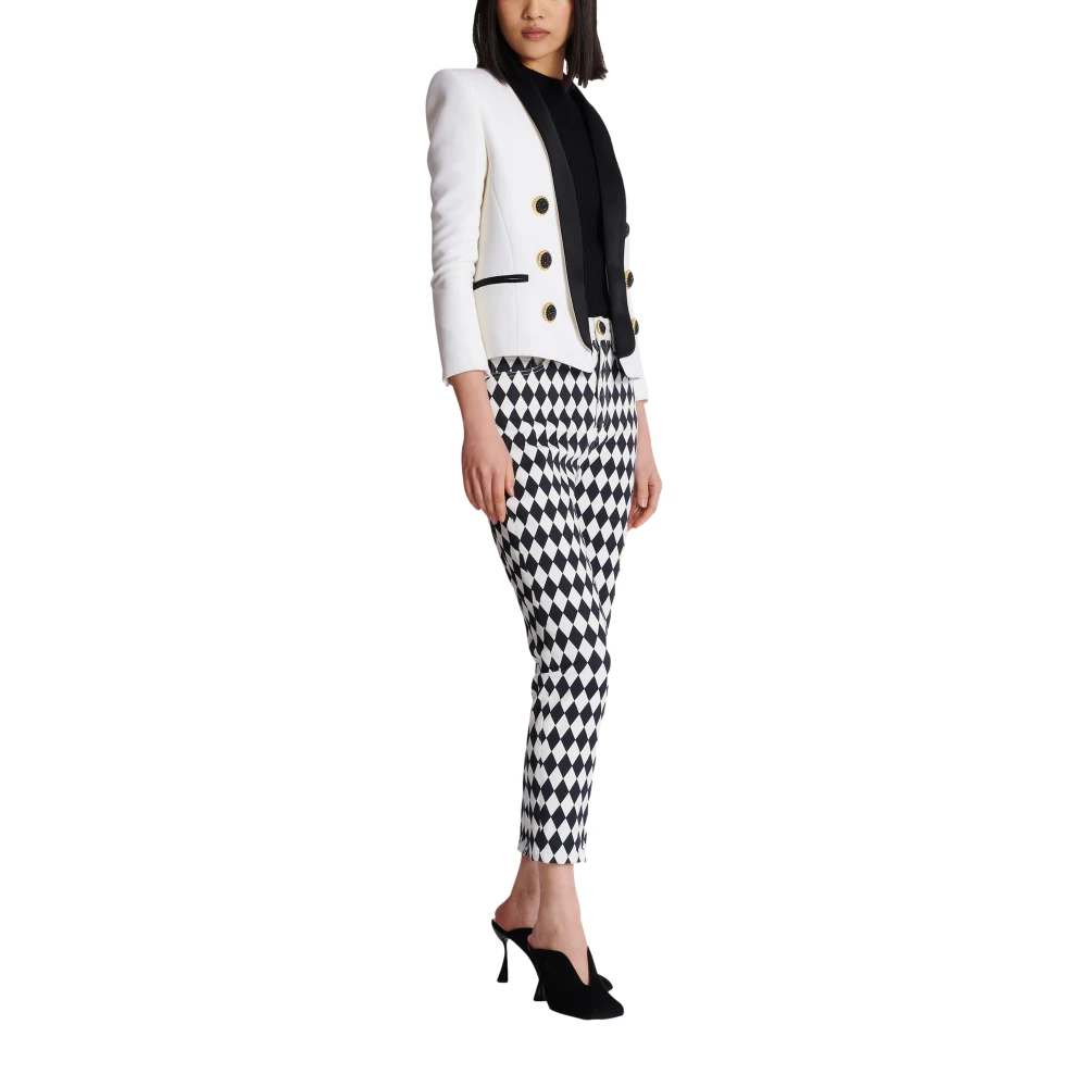 Balmain Tweekleurig edge-to-edge jasje met 6 knopen White Dames