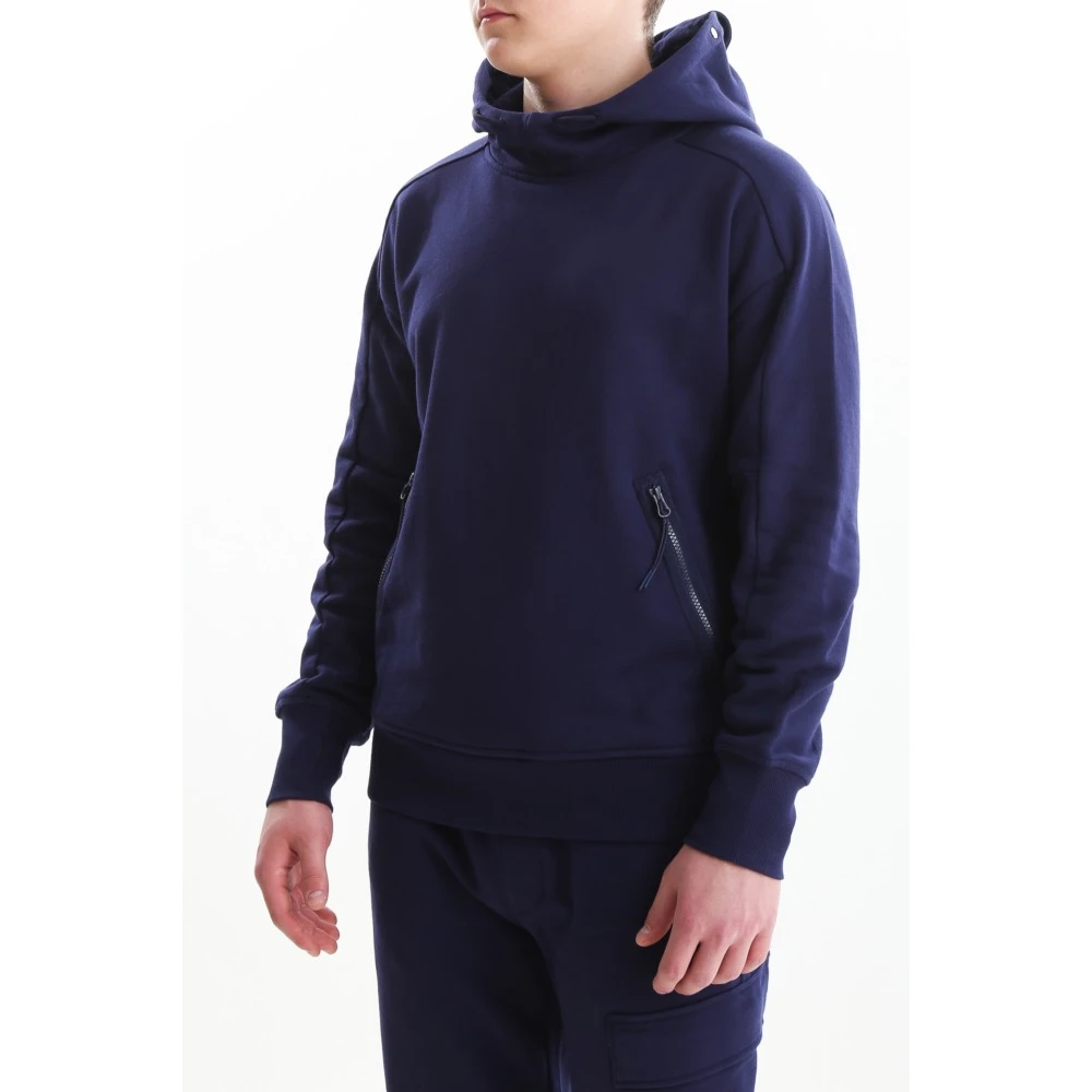C.P. Company Diagonaal Fleece Goggle Hoodie Style Cmss080A Blue Heren