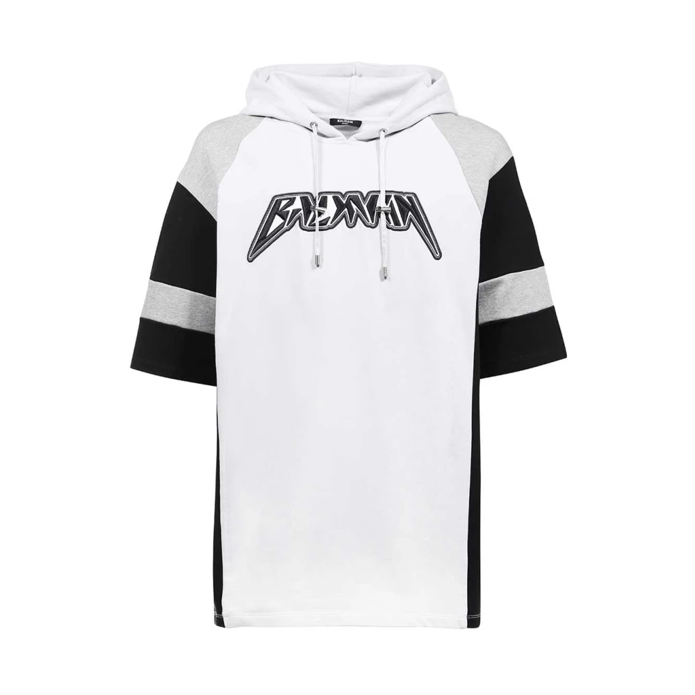 Balmain Katoenen Hoodie White Heren