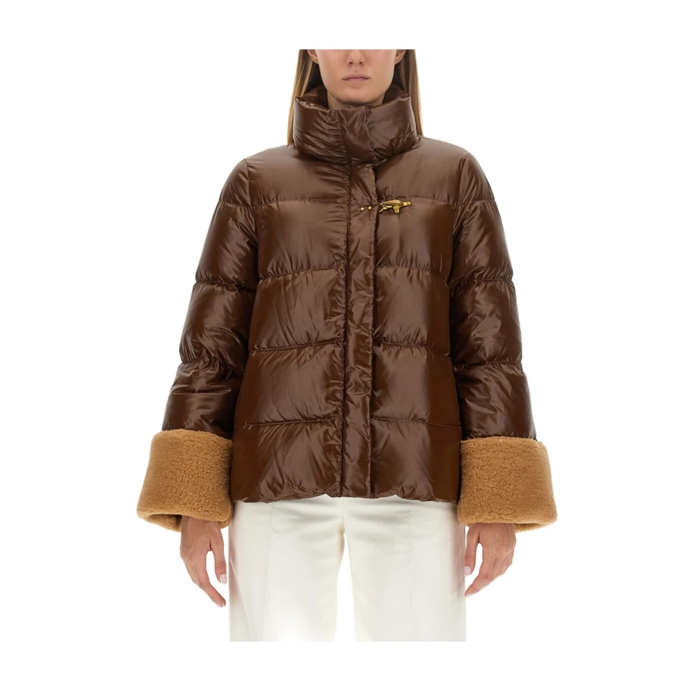 Fay Stijlvolle Nylon Donsjas Brown Dames