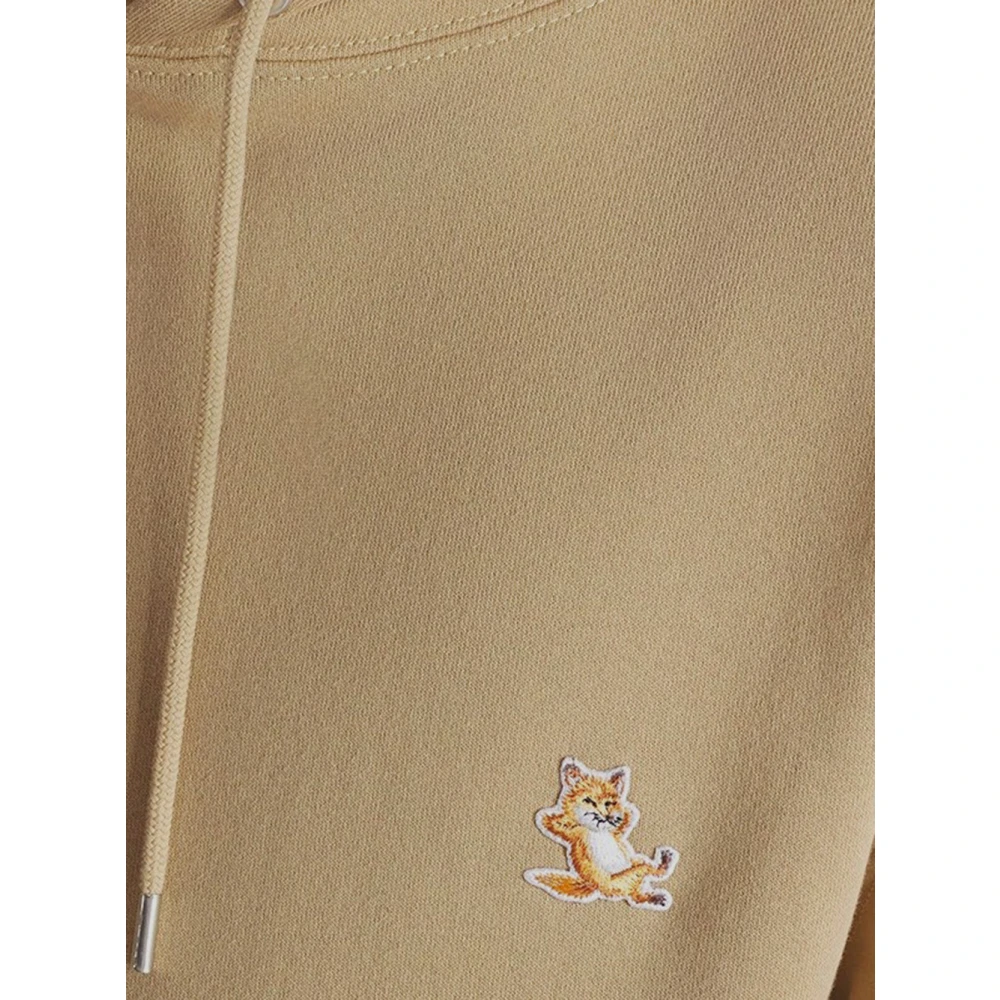 Maison Kitsuné Vos Katoen Hoodie Sweatshirt Beige Heren