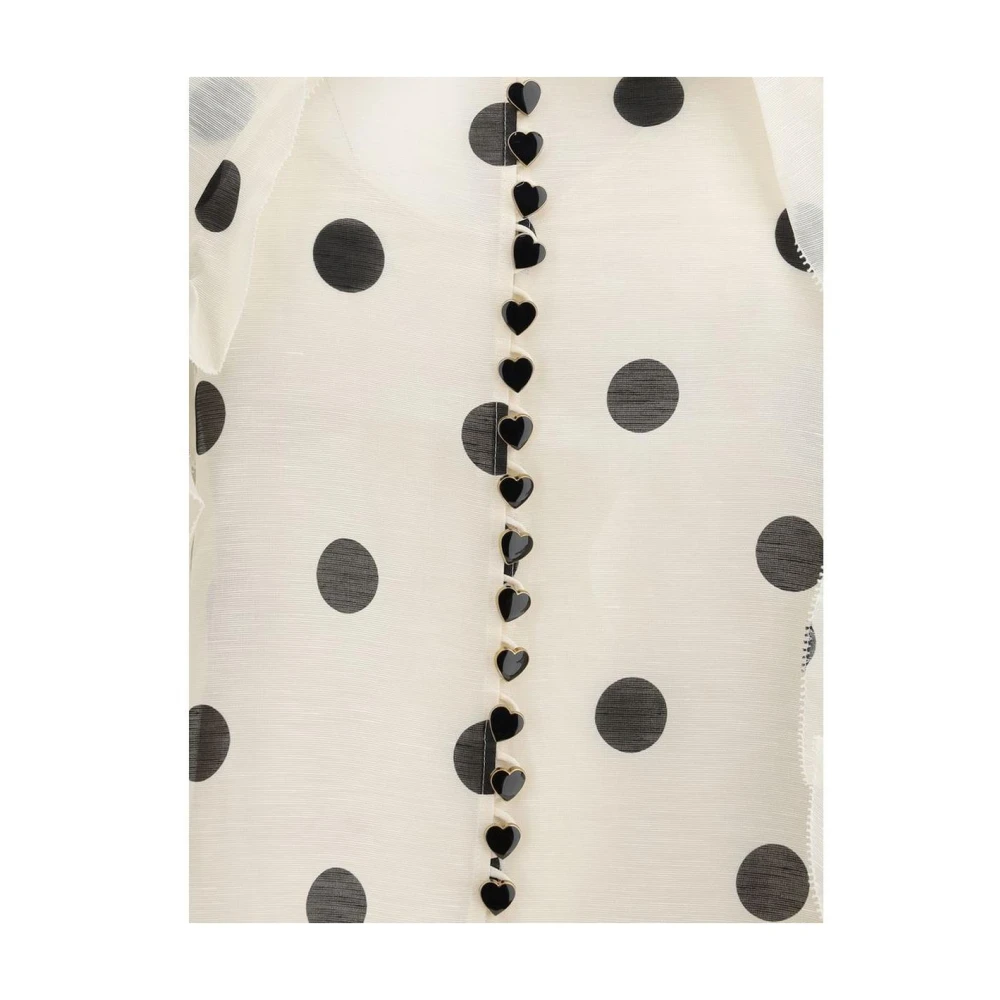 Zimmermann Zijden blouse met polkadots en opstaande kraag White Dames