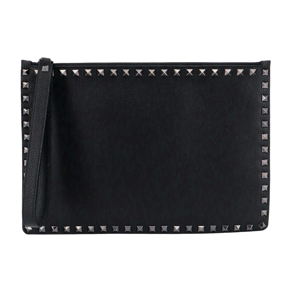 Zwarte Leren Clutch met Rits Valentino Garavani Heren Miinto.be