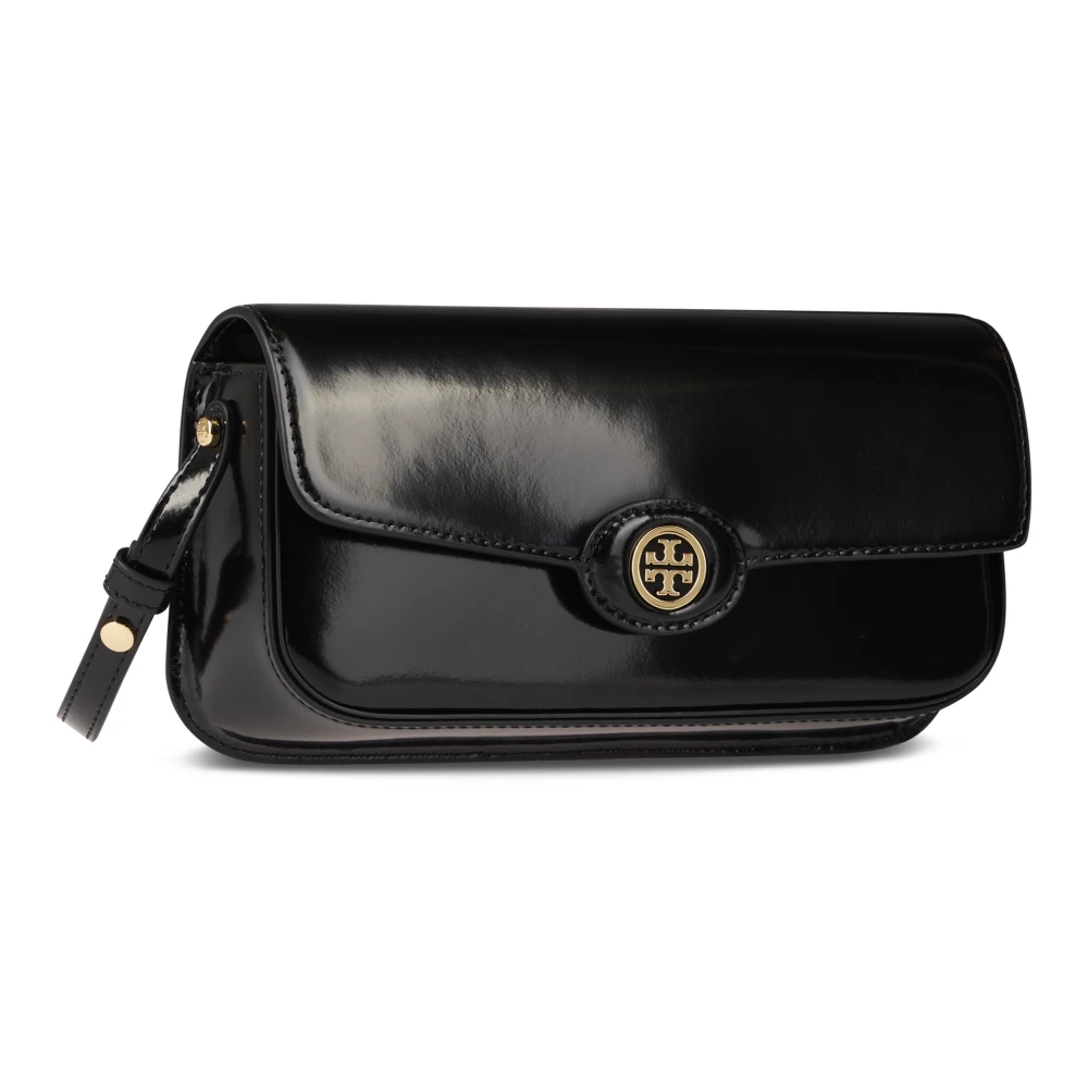TORY BURCH Zwarte Schoudertas Robinson Spazzolato Black Dames