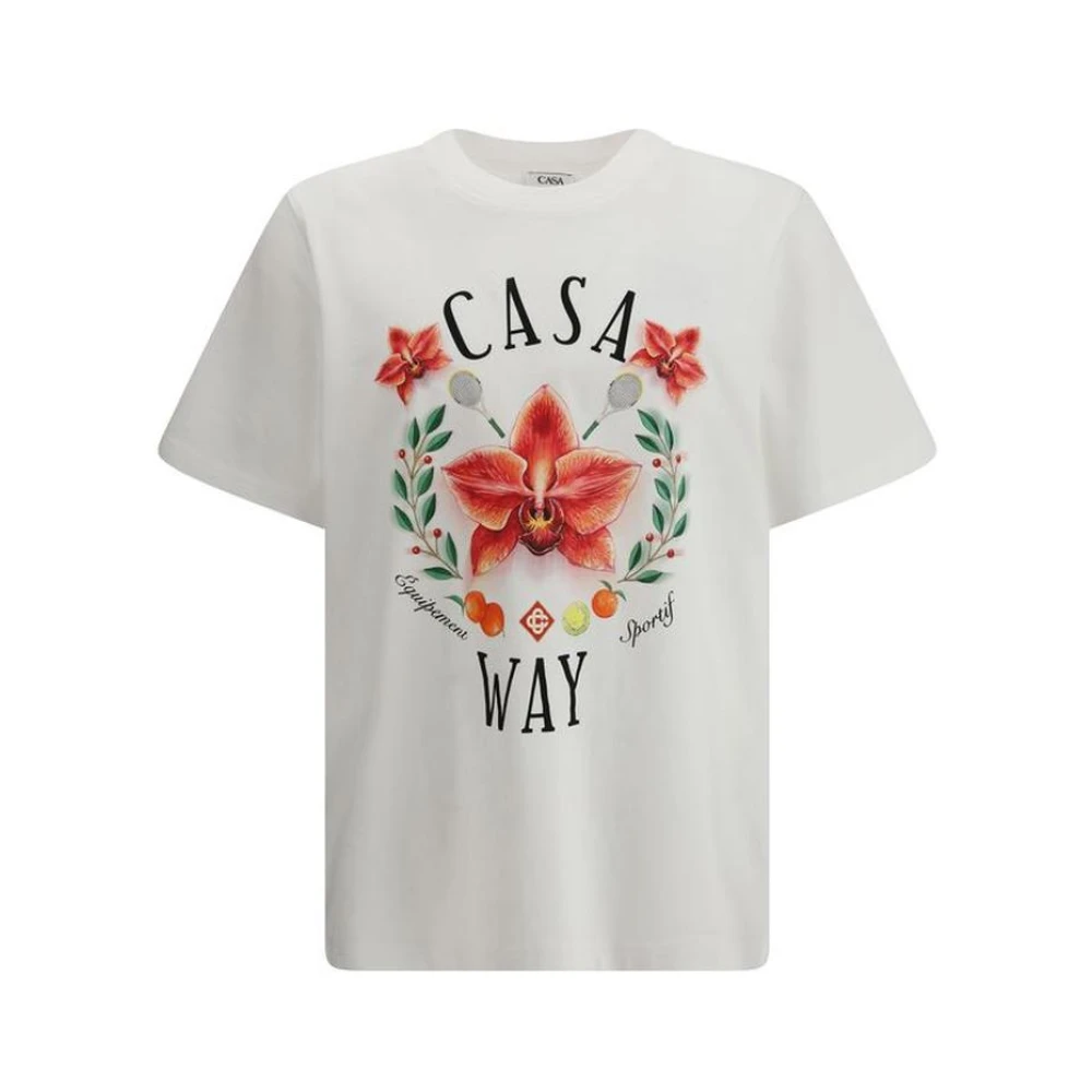 Casablanca Men's White Classic Cotton Crew Neck T-Shirt