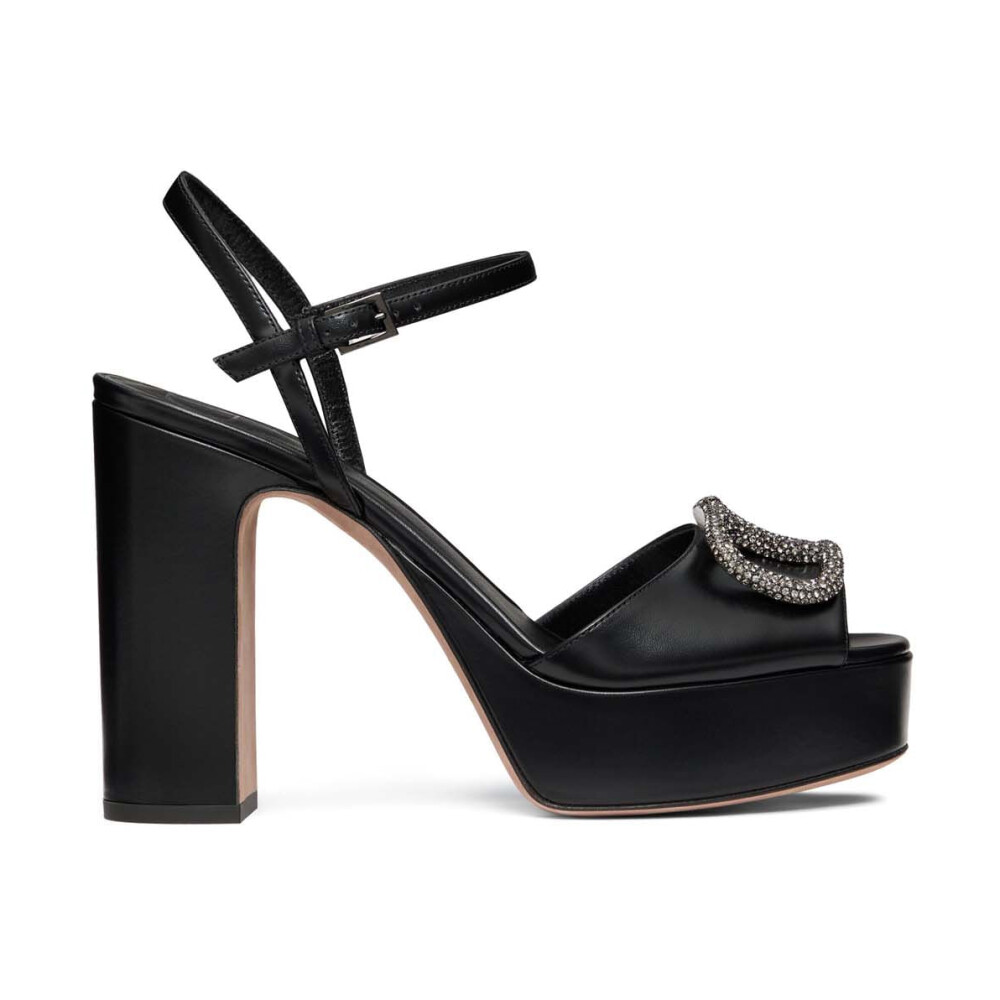 Christian Dior Ultimate Strappy Buckle outlet Black Leather Sandals Platform Heels