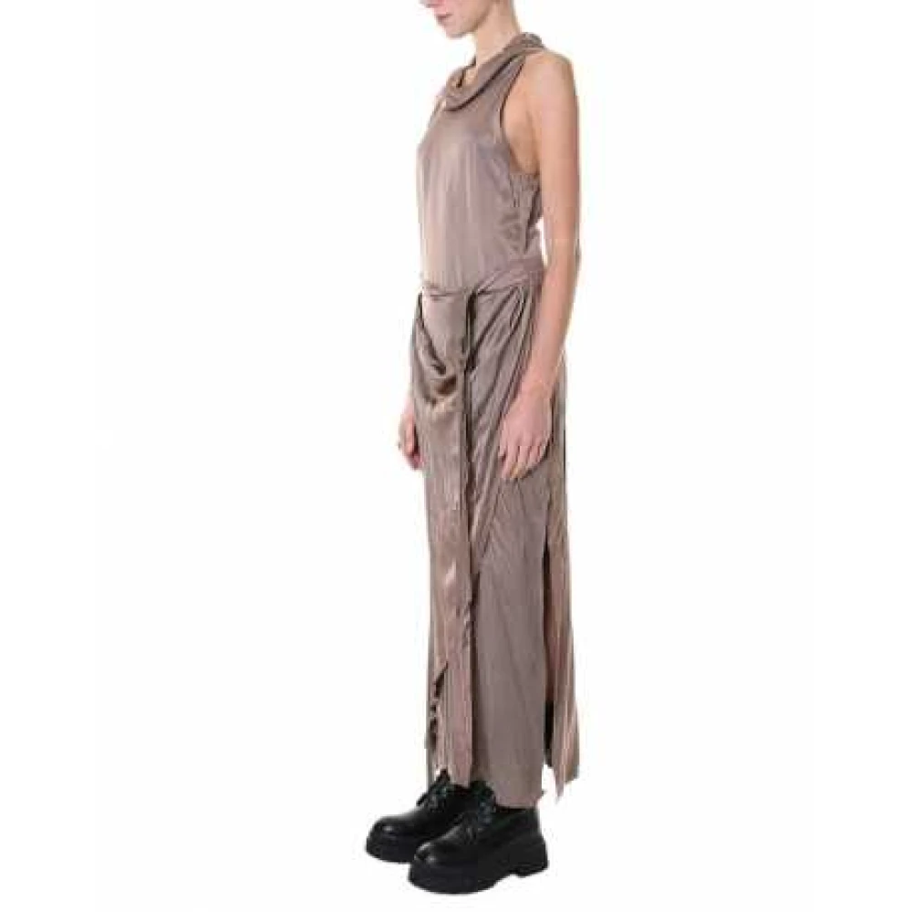 La Haine Inside Us Roze Gedrapeerde Satijnen Viscose Lange Jurk Pink Dames