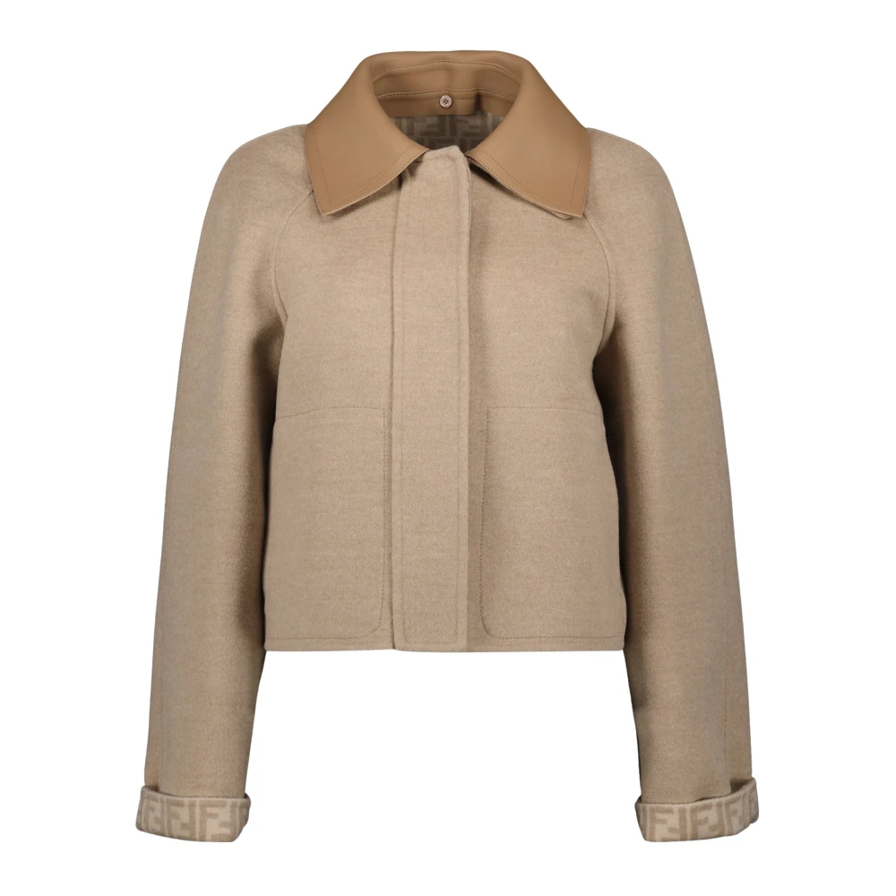 Fendi Beige Wol en Zijden Jas Beige Dames