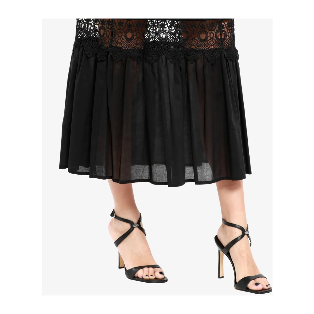 Kaos Zwarte Katoenen Hoge Taille Rok Black Dames