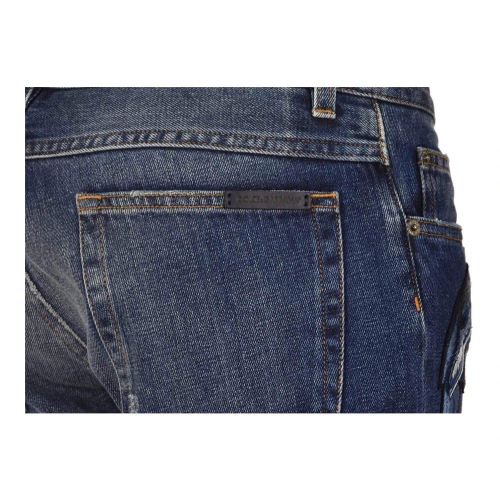 Dolce & Gabbana Gouden Slim-fit Jeans voor Heren Blue Heren