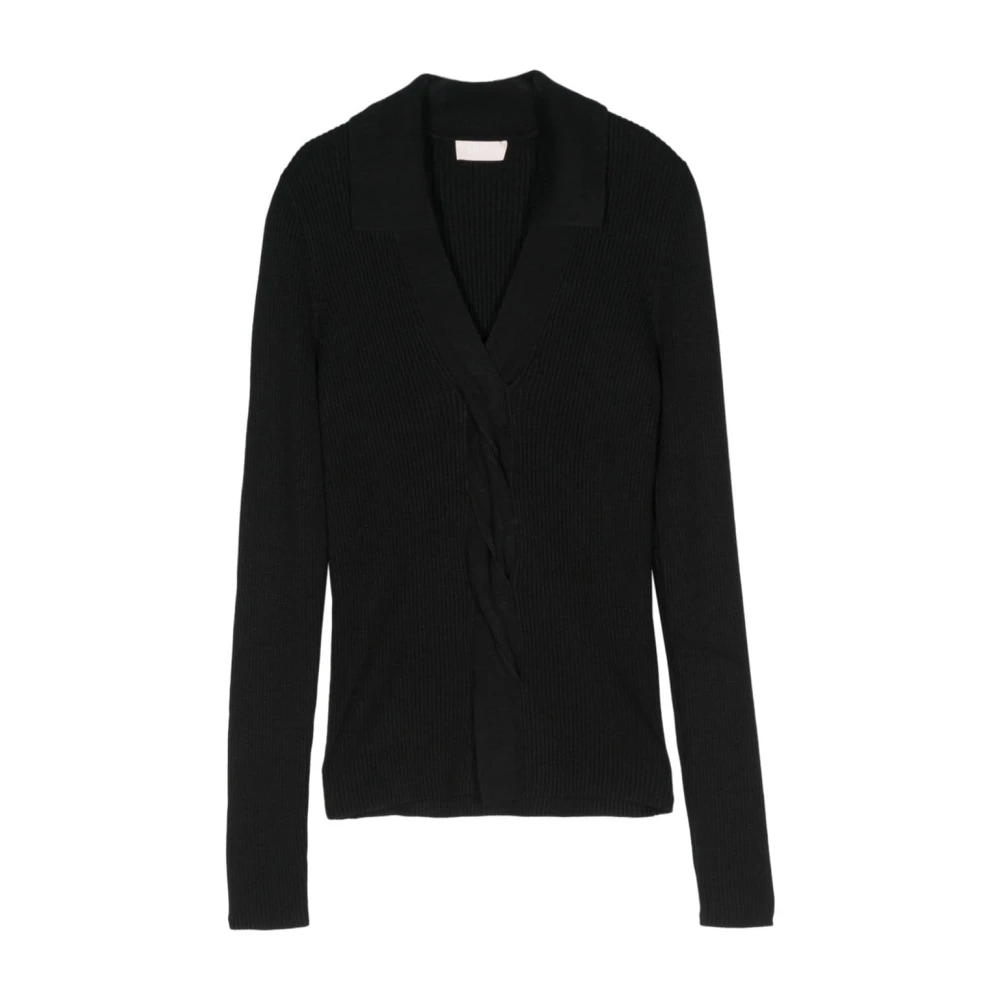 Liu Jo Zwarte Ribgebreide Polosweater Black Dames