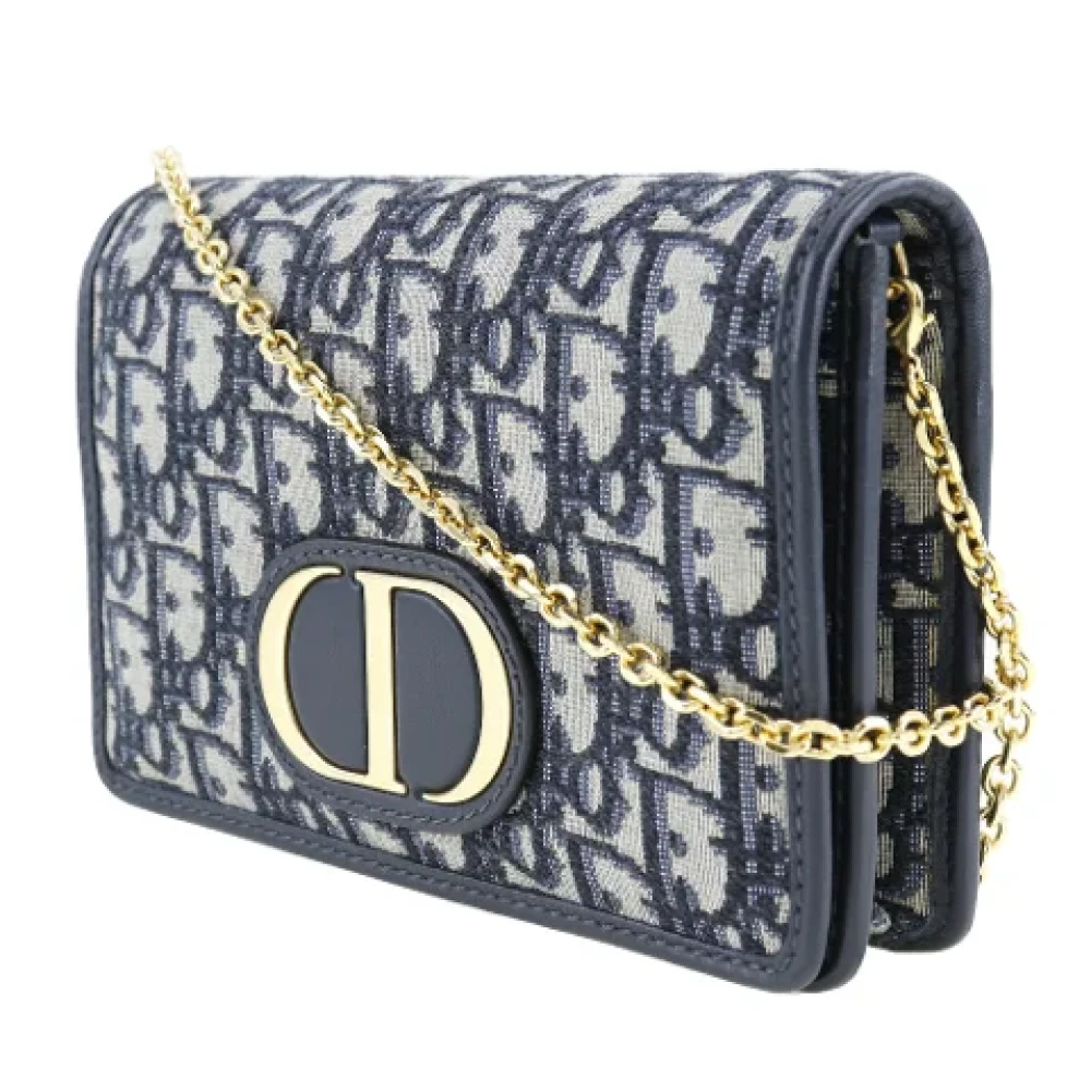 Dior Vintage Pre-owned 30 Montaigne Cross Body Bag Blue Dames