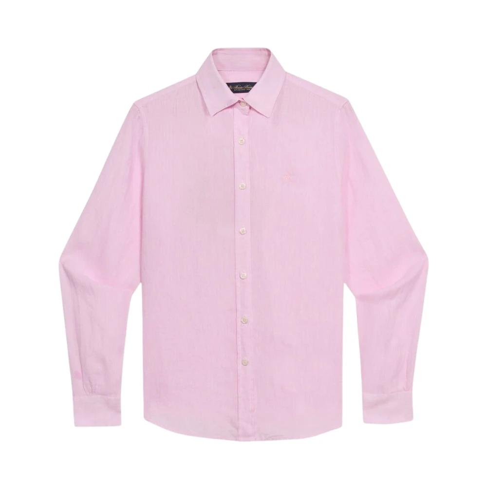 Brooks Brothers Shirts, Female, Xs, Linen Shirt With Logo Pink