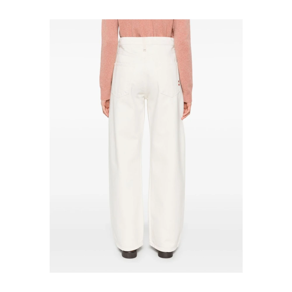 Amish Witte Denim Jeans met Koordsluiting White Dames