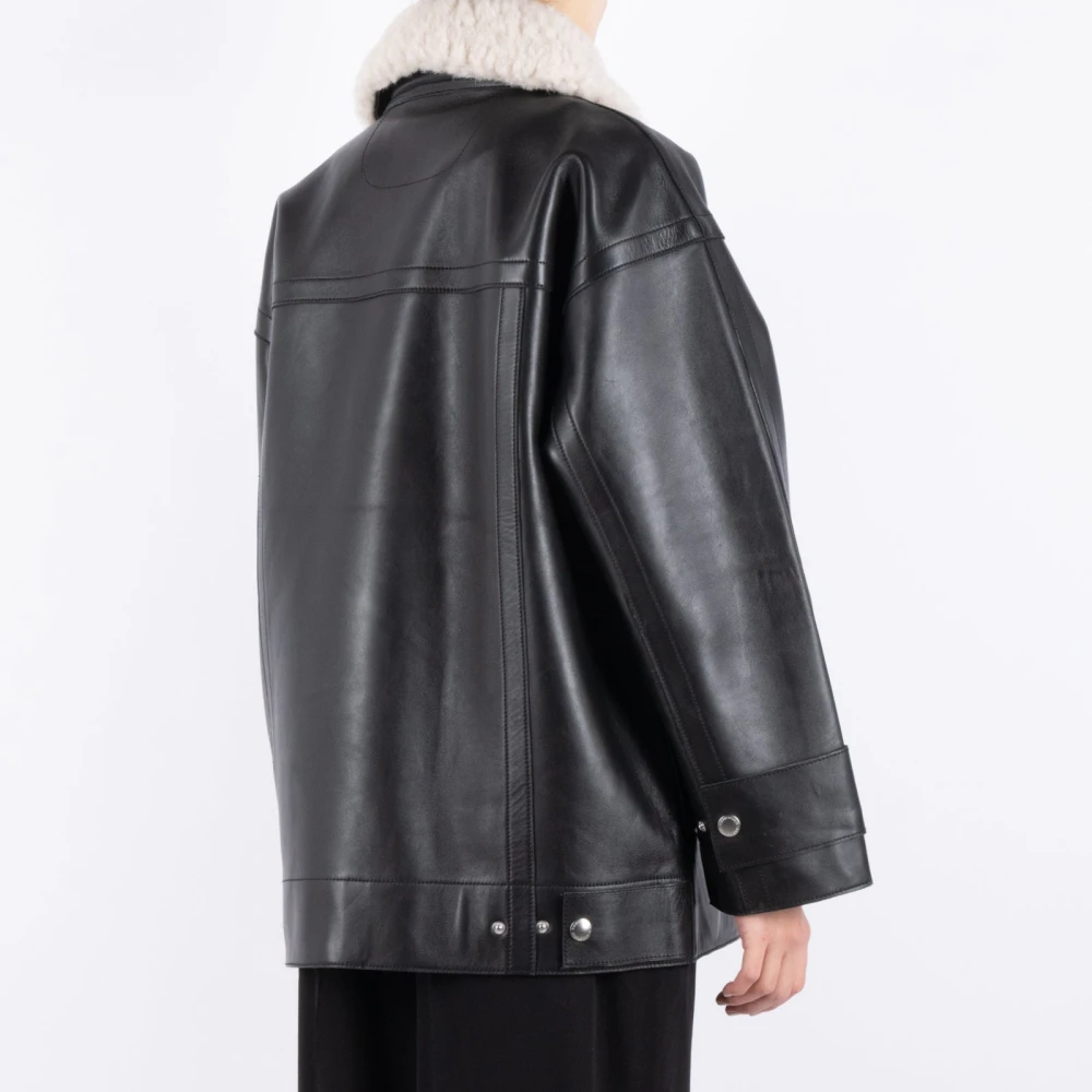 Stand Studio Zwarte leren jas Black Dames