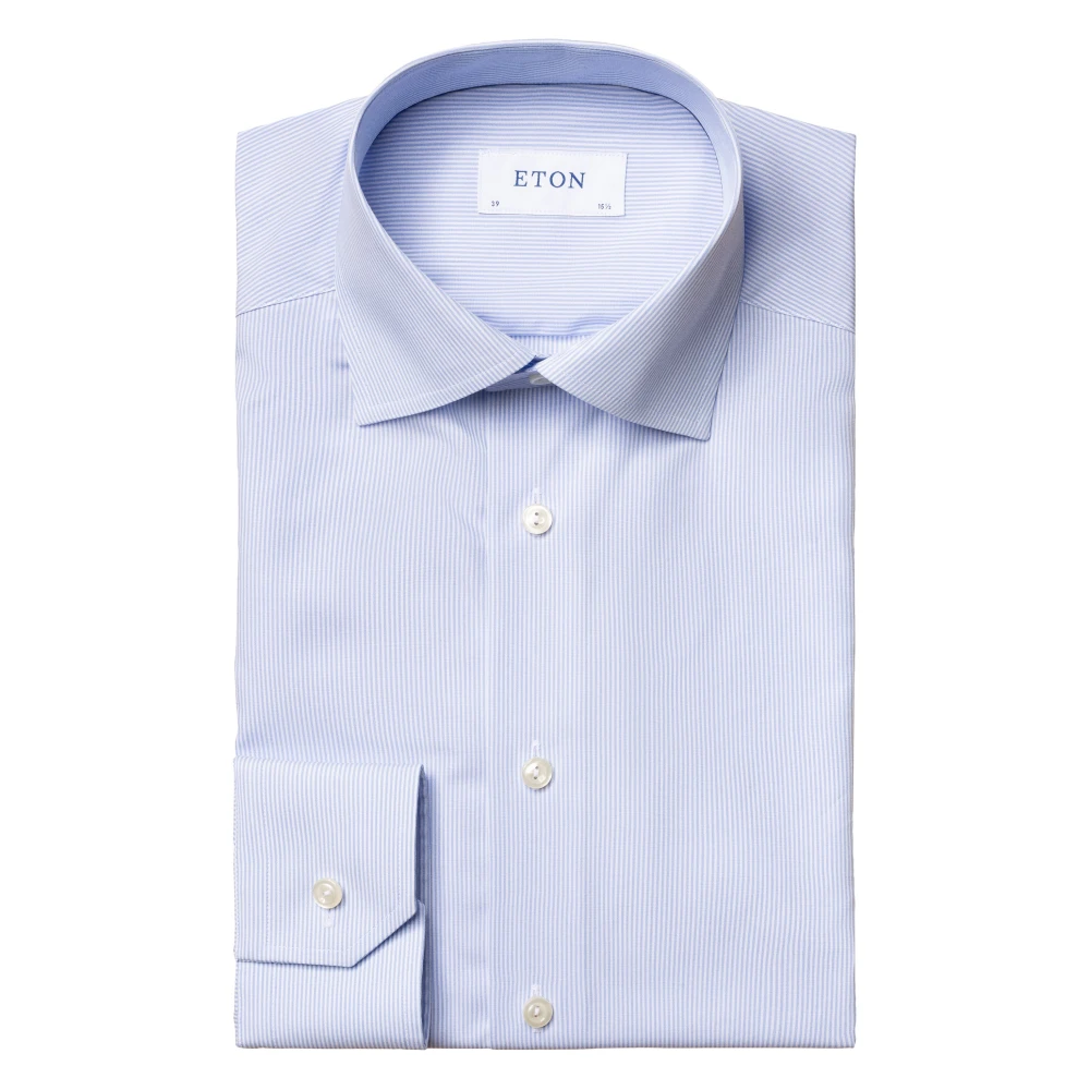Eton Hombre Azul - Camisa Popelín Contemporánea A Rayas - Shirts - 2XL