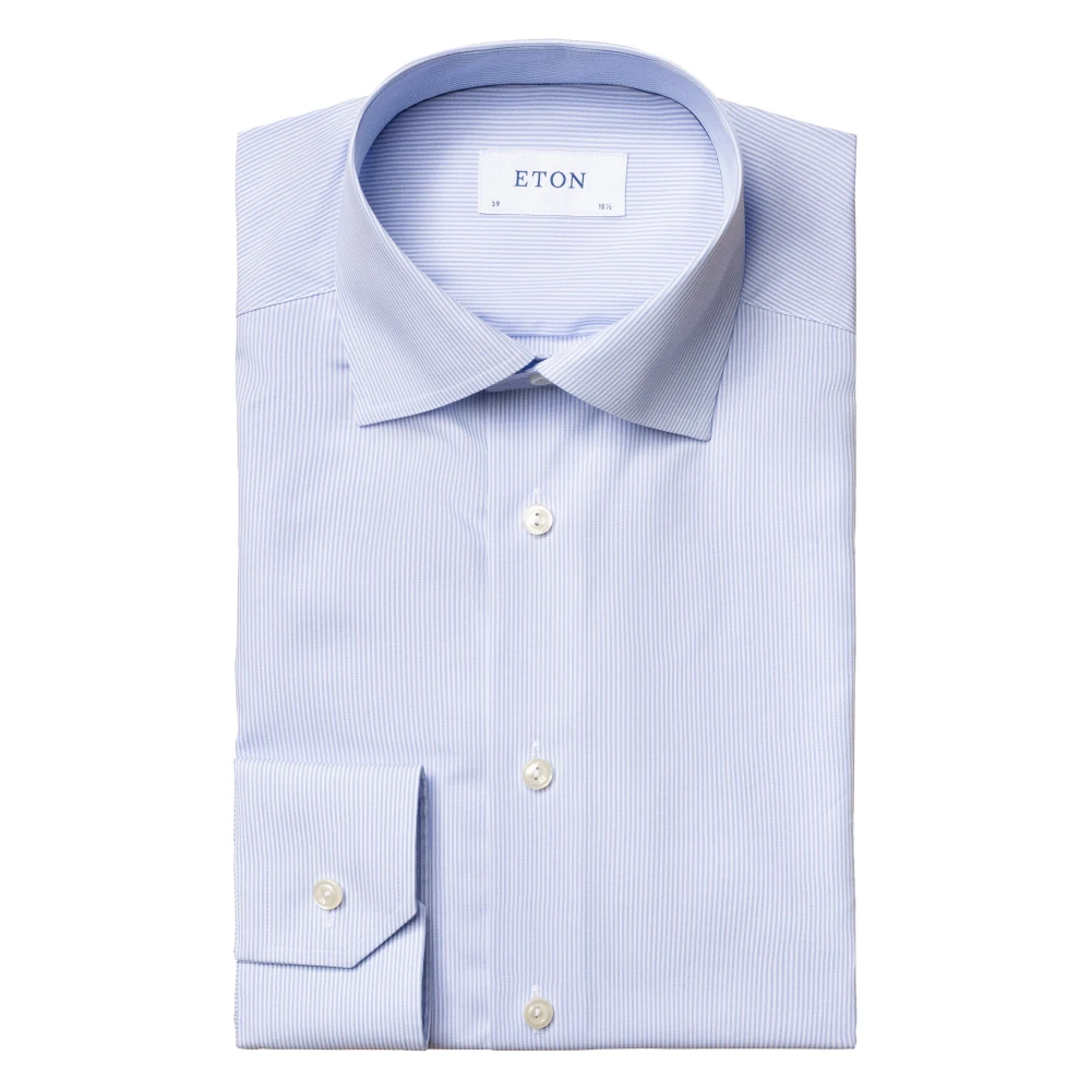 Lyseblå Eton Contemporary Striped Poplin Shirt Skjorte