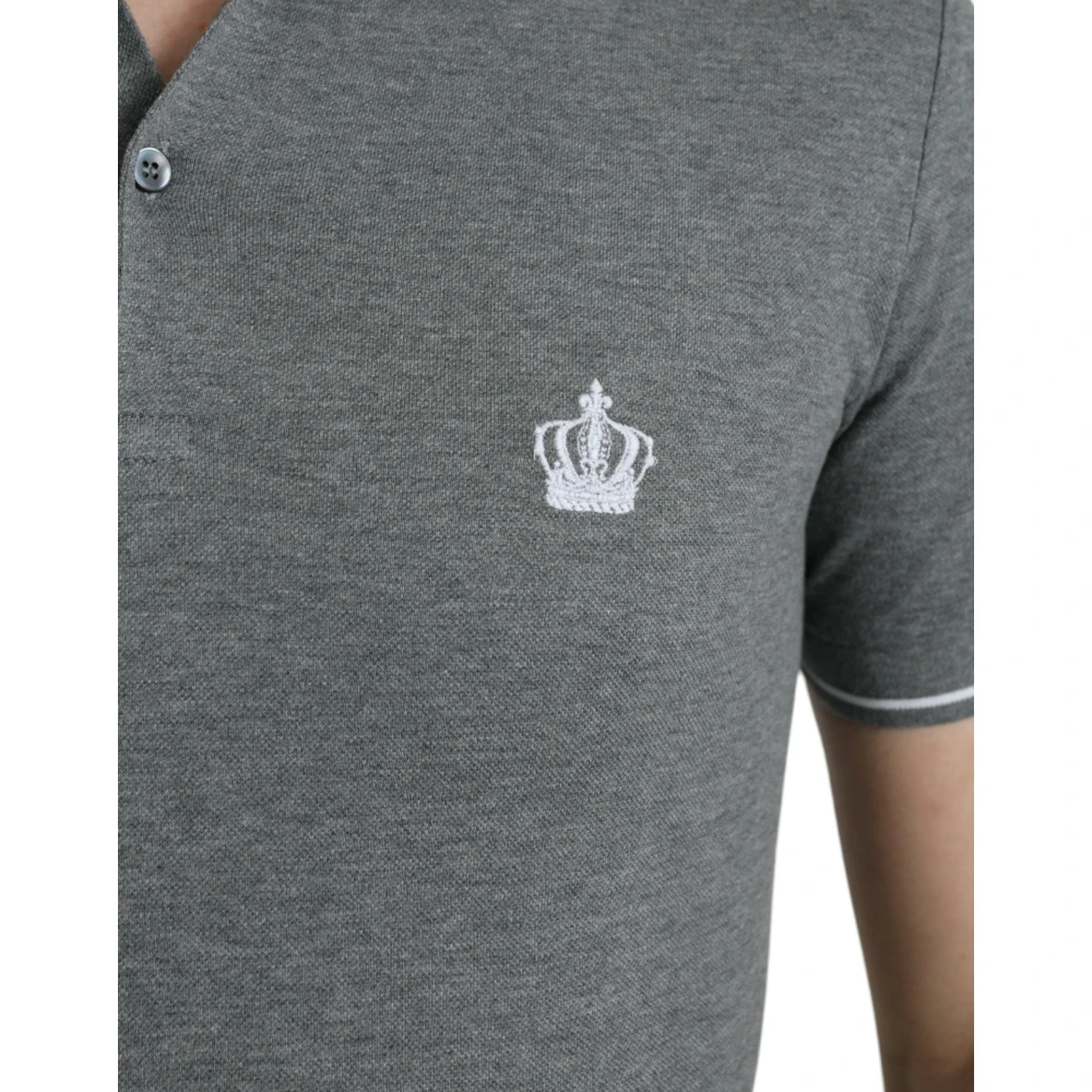 Dolce & Gabbana Grijs Katoenen Polo T-Shirt Gray Heren