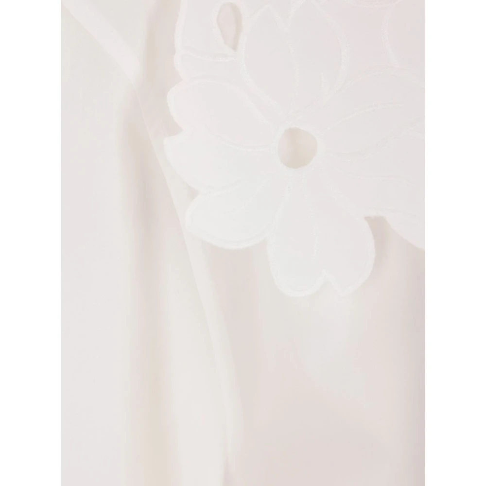 Chloé Geborduurde Lavallière Shirt in Wit Katoen White Dames
