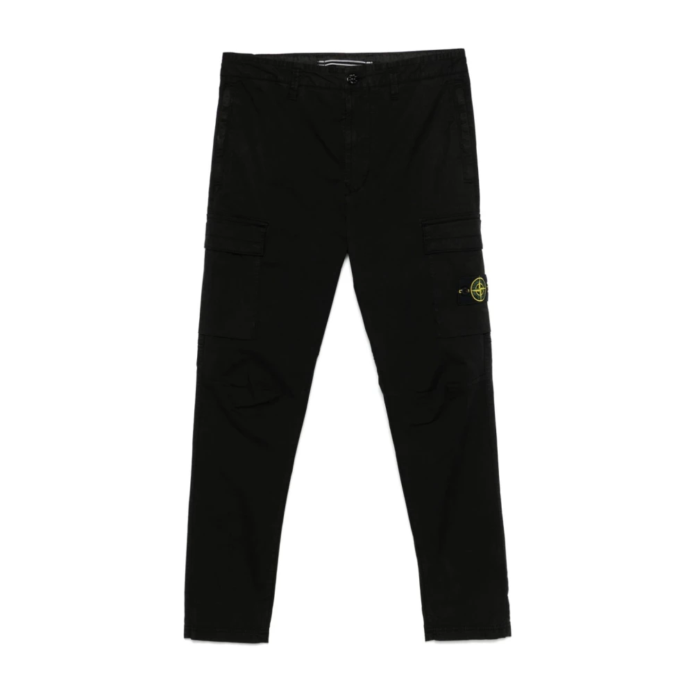 Stone Island Svarta Cargo Byxor Slim Fit Black, Herr