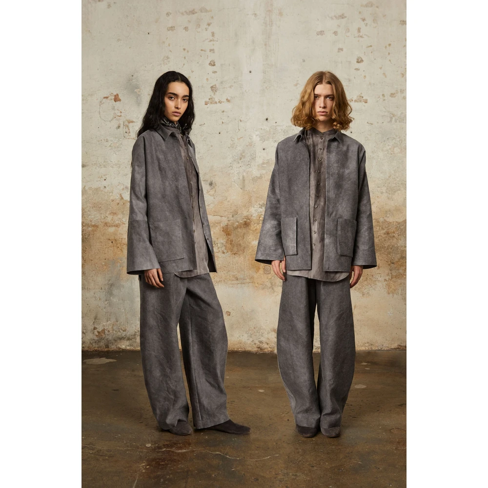Cortana Rocco overshirt in linnen en zuivere wol lila mêlee Gray Dames
