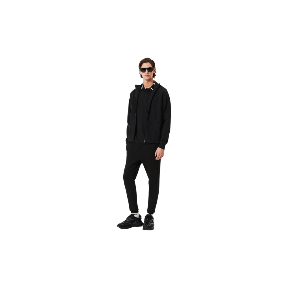 Lacoste Zwarte Jersey Sweatpants Minimalistisch Ontwerp Black Heren