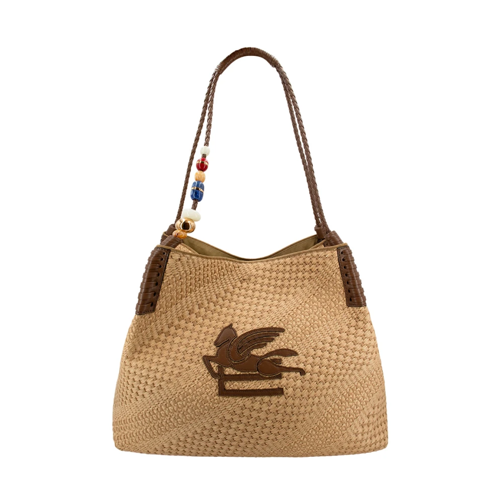 Etro Brown Large Raffia Libra Tote Bag - Female - Shoulder Bags - One Size - Bags
