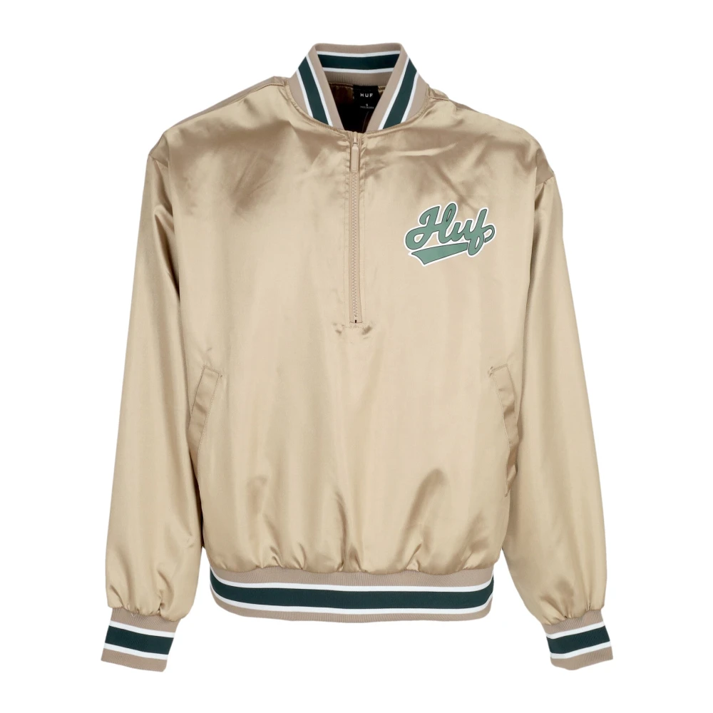 HUF Satin Baseball Bomber Jacket Tan Beige, Herr