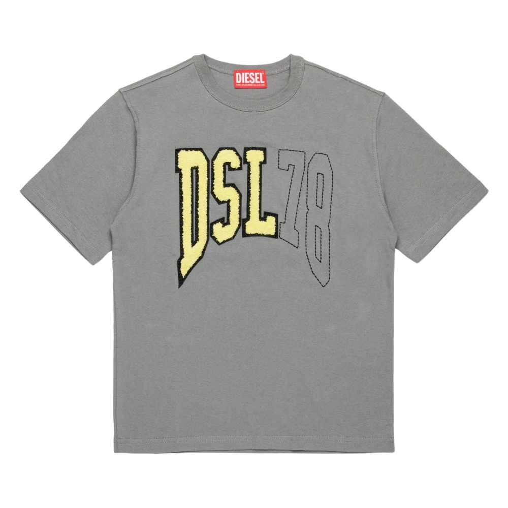 Diesel Boys Gray Kids Short Sleeve T-Shirts, 12 Y, Logo T-Shirt
