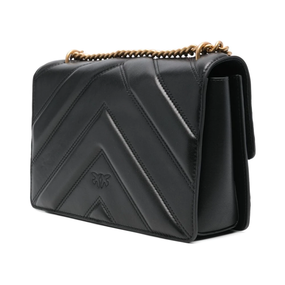 pinko Zwart Chevron Gewatteerde Schoudertas Black Dames