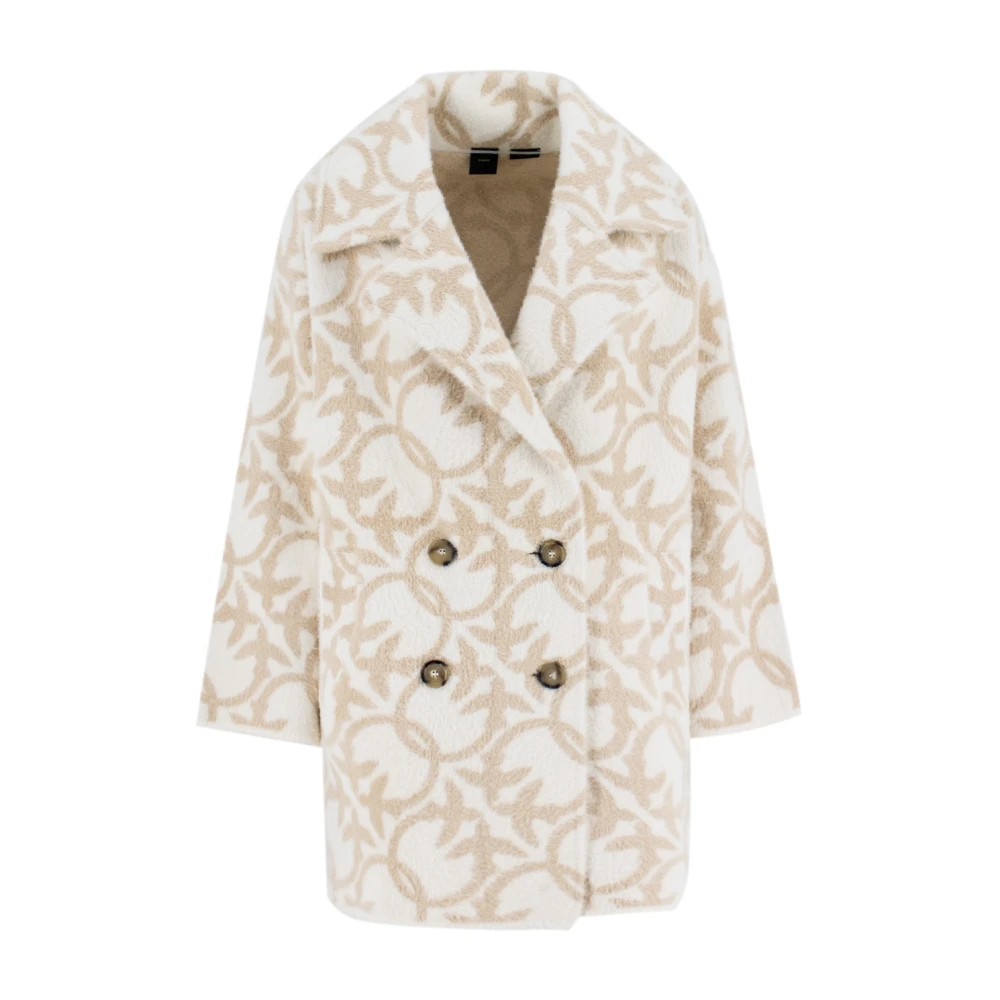 pinko Cocoon Silhouet Bont-Effect Jas Beige Dames