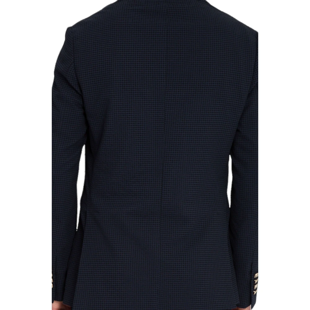 Eleventy Dubbelrijig Seersucker Pak in Blauw Blue Heren