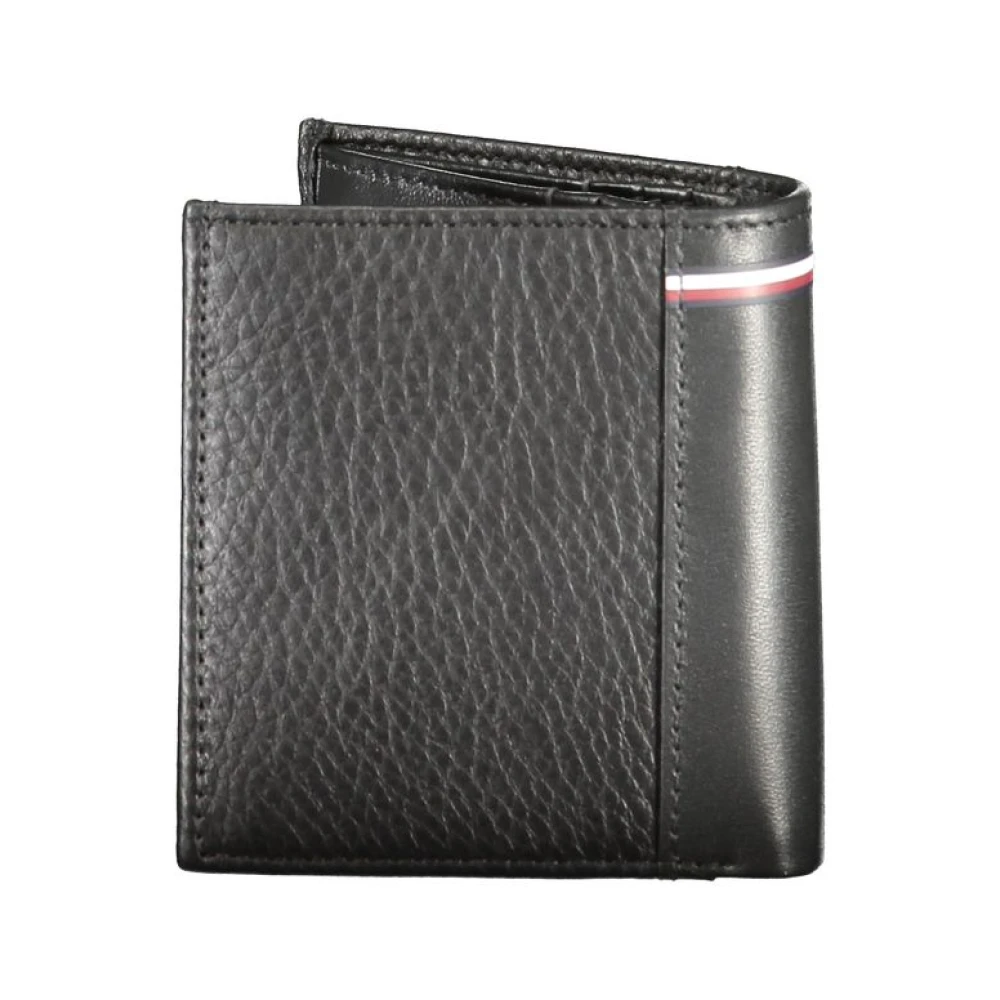 Tommy Hilfiger Zwarte leren portemonnee met meerdere functies Black Heren