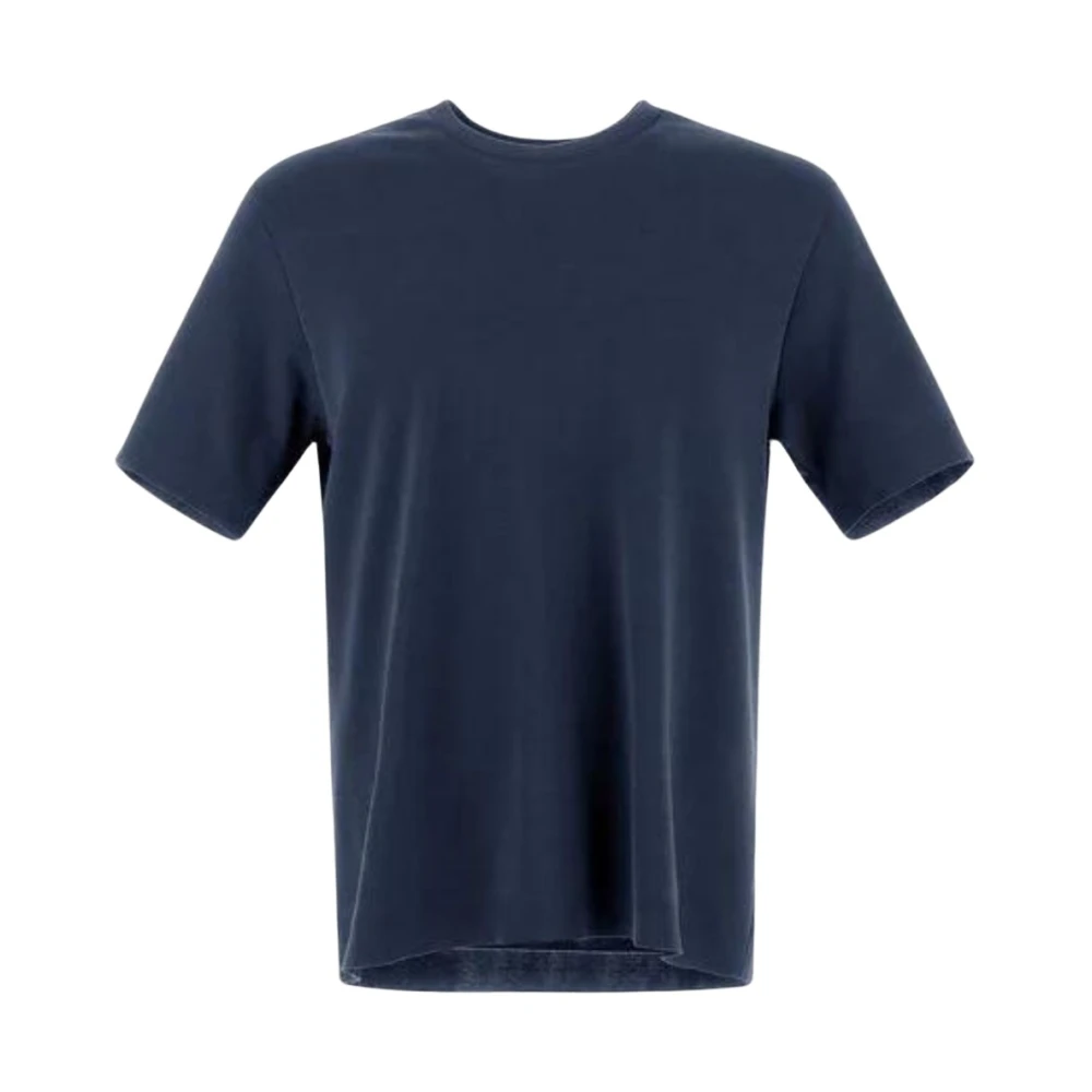 Herno Gebreid Effect Jersey T-Shirt Blue Heren