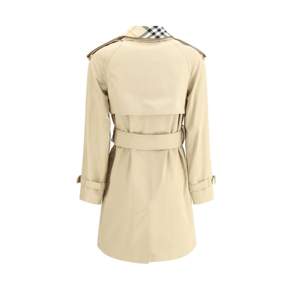 Burberry Geruite Kraag Trenchcoat Model 80455641 Beige Dames