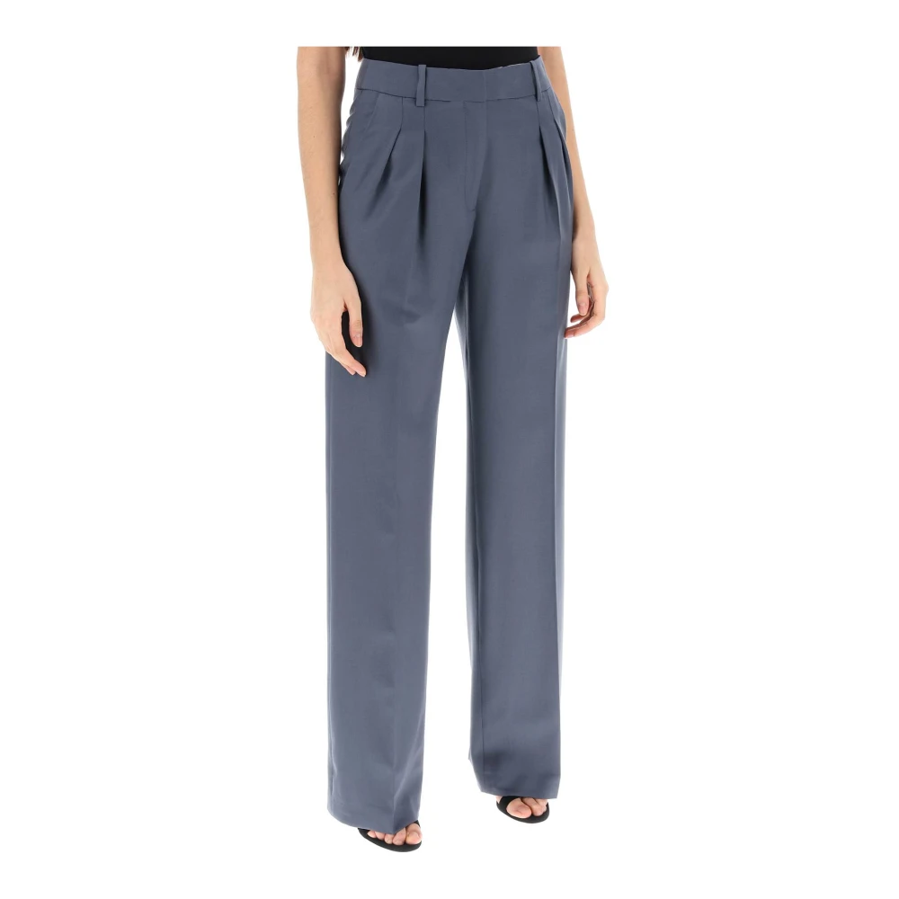 Loulou Studio Straight Trousers Gray Dames
