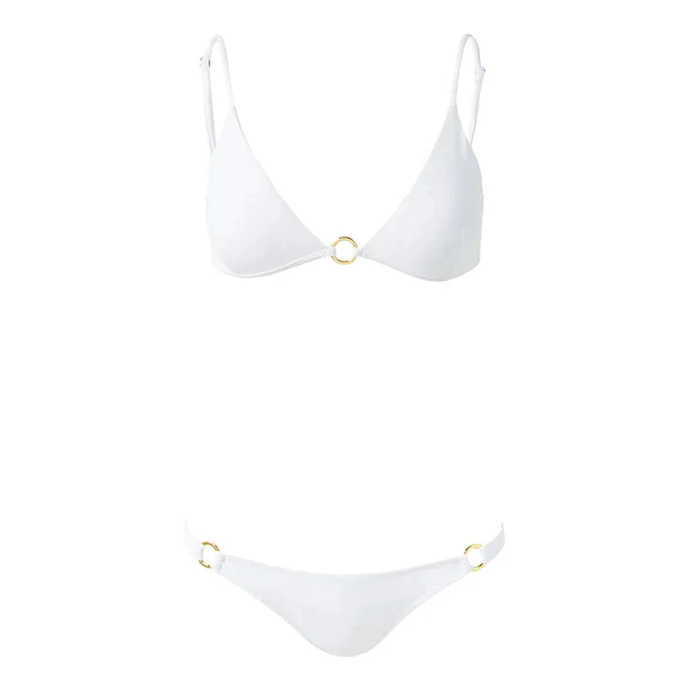 Melissa Odabash Witte Hipster Bikini Bottoms met Gouden Ringen White Dames