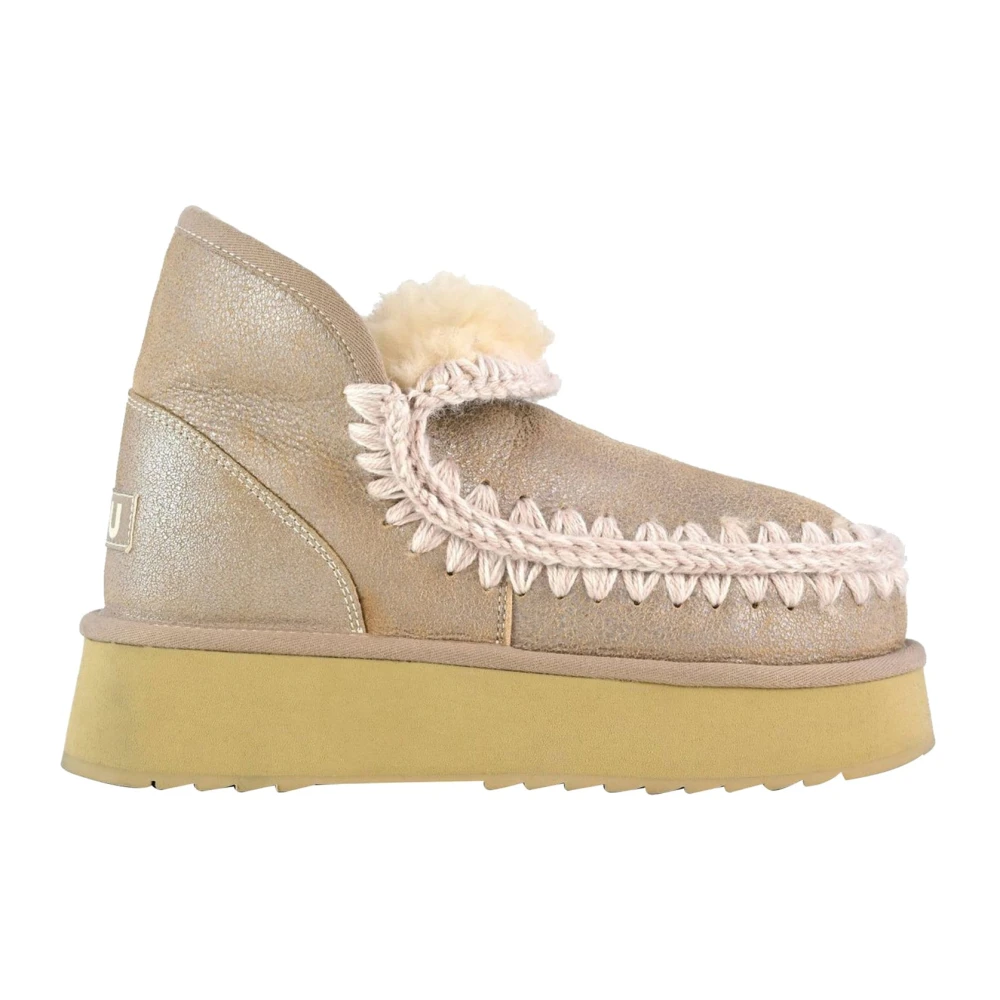 Mou Women's Beige Winter Boots, 7 Uk, Mini Eskimo Platform Metallic Boot