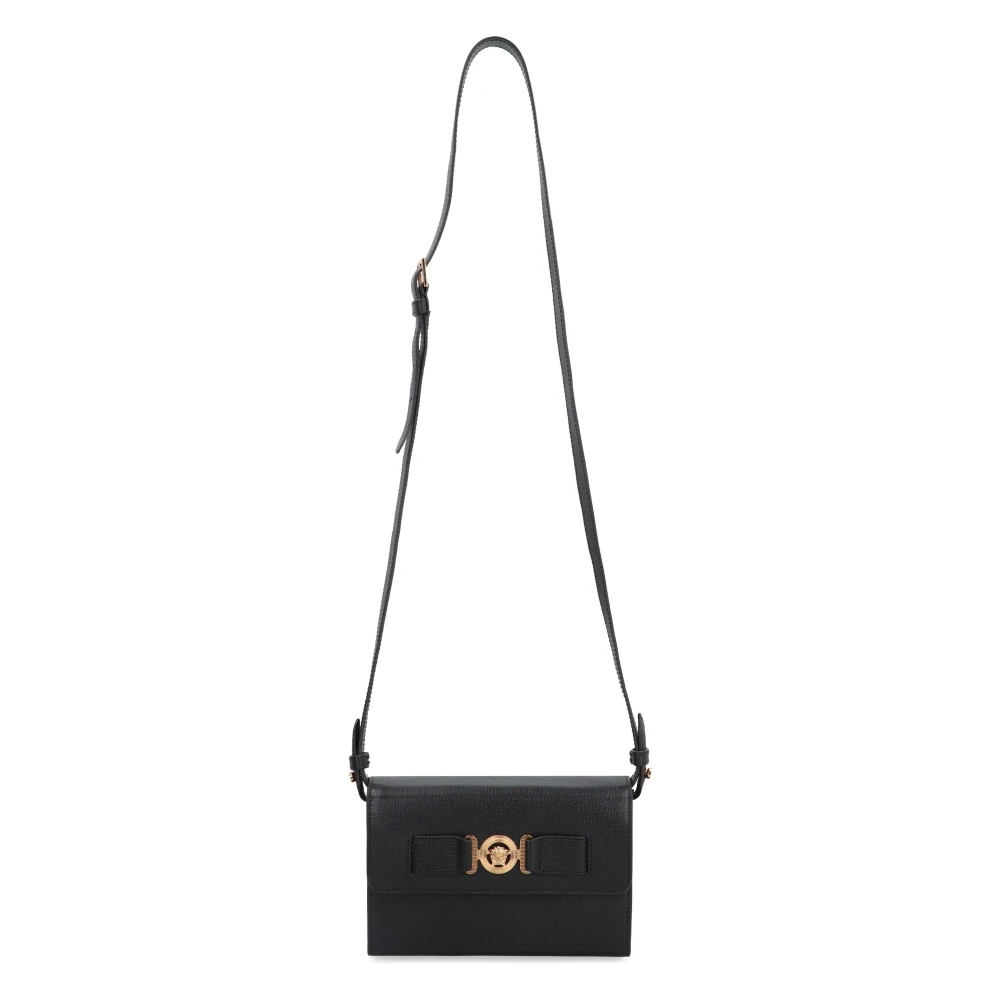 Versace Biggie leren crossbody tas met klep Black Heren